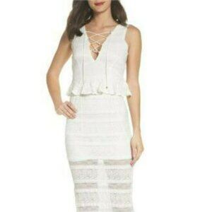 NWT Foxiedox Makayla Peplum Ivory Lace Maxi Dress